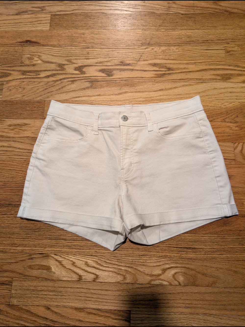 Women’s White Mid-Rise Shorts